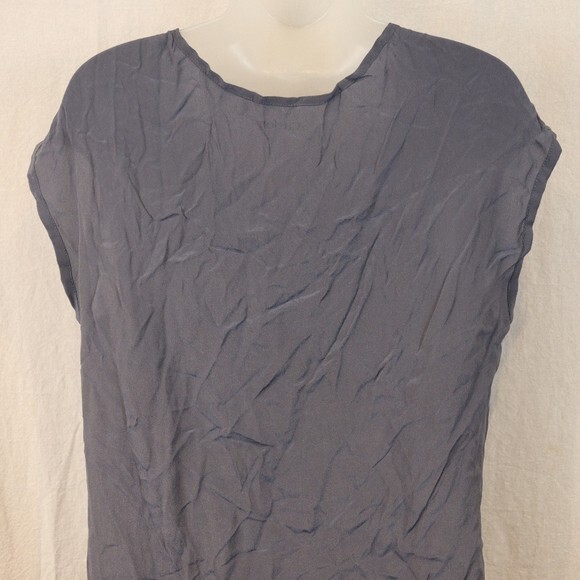Caslon  Silk Color Block Gray & Blue Sleeveless Pocket Top LG - Picture 6 of 11